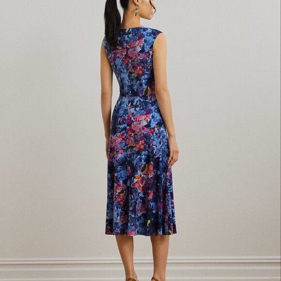 EUC Ralph Lauren Print Twist-Front Jersey Dress Sz 12 - Picture 3 of 6